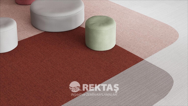Modern ofis karo halı zemin kaplama uygulaması - Bitüm ve PVC tabanlı modüler halı