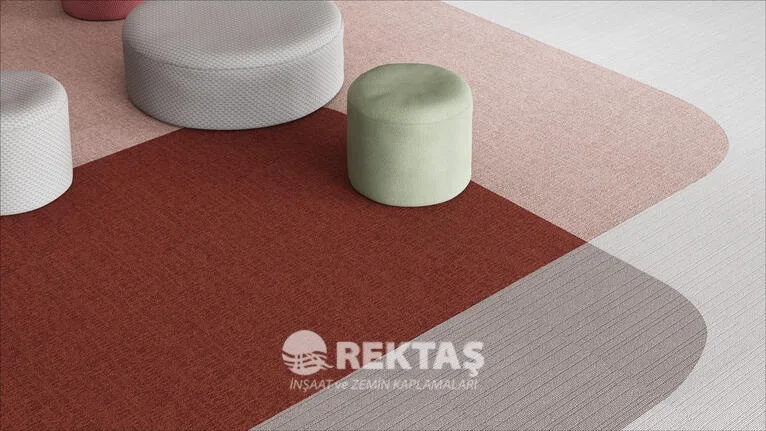 Modern ofis karo halı zemin kaplama uygulaması - Bitüm ve PVC tabanlı modüler halı